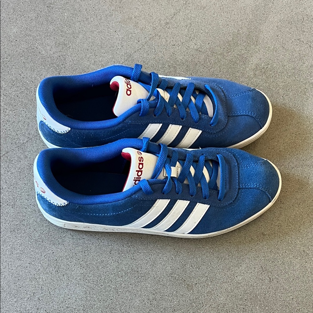 Adidas Blue and White Suede Sneakers